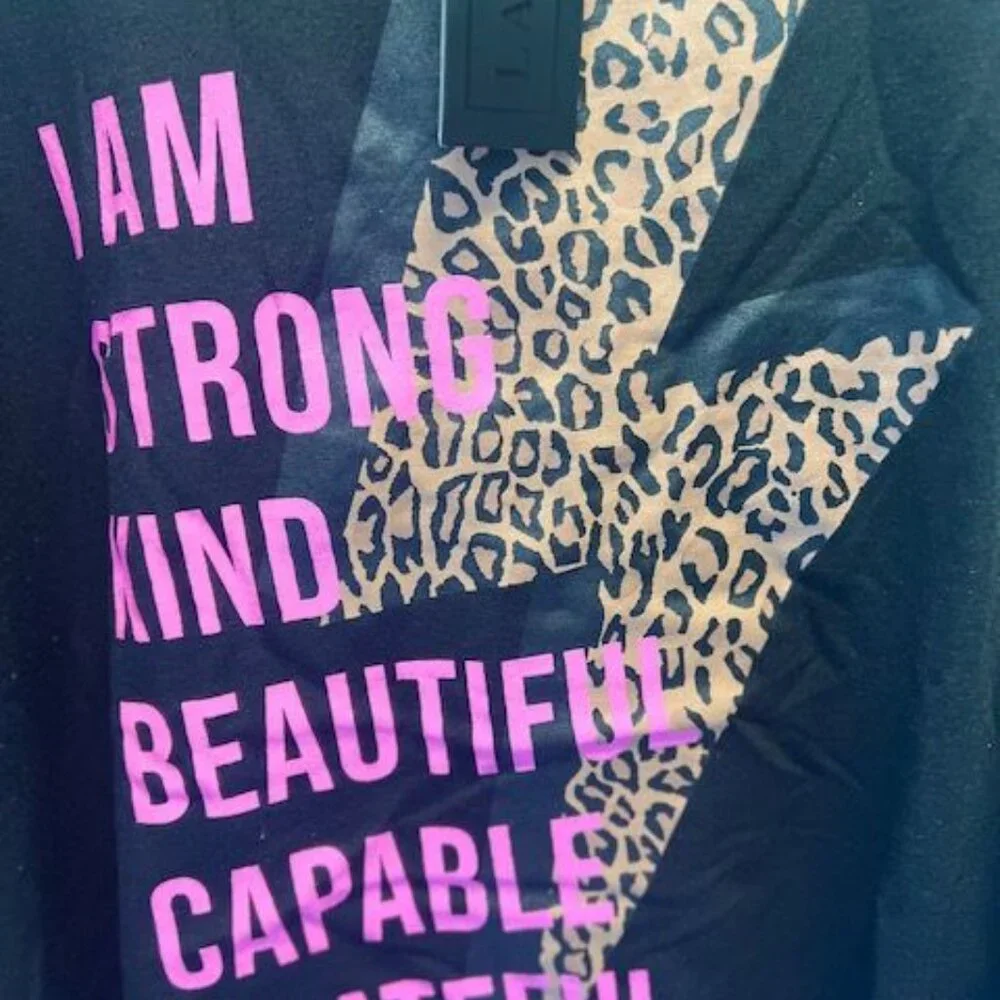 LATC Womens‎ Inspirational Hoodie With Leopard Print & Positive Text ones size